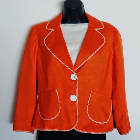 I.C.E. Womens Tangerine Silk Blend Blazer Jacket Long Sleeve Size 6 - Picture 1 of 6